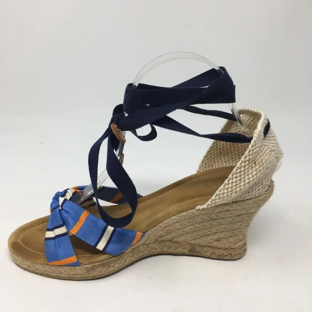 J Crew Blue Stripe Ankle Tie Woven 3